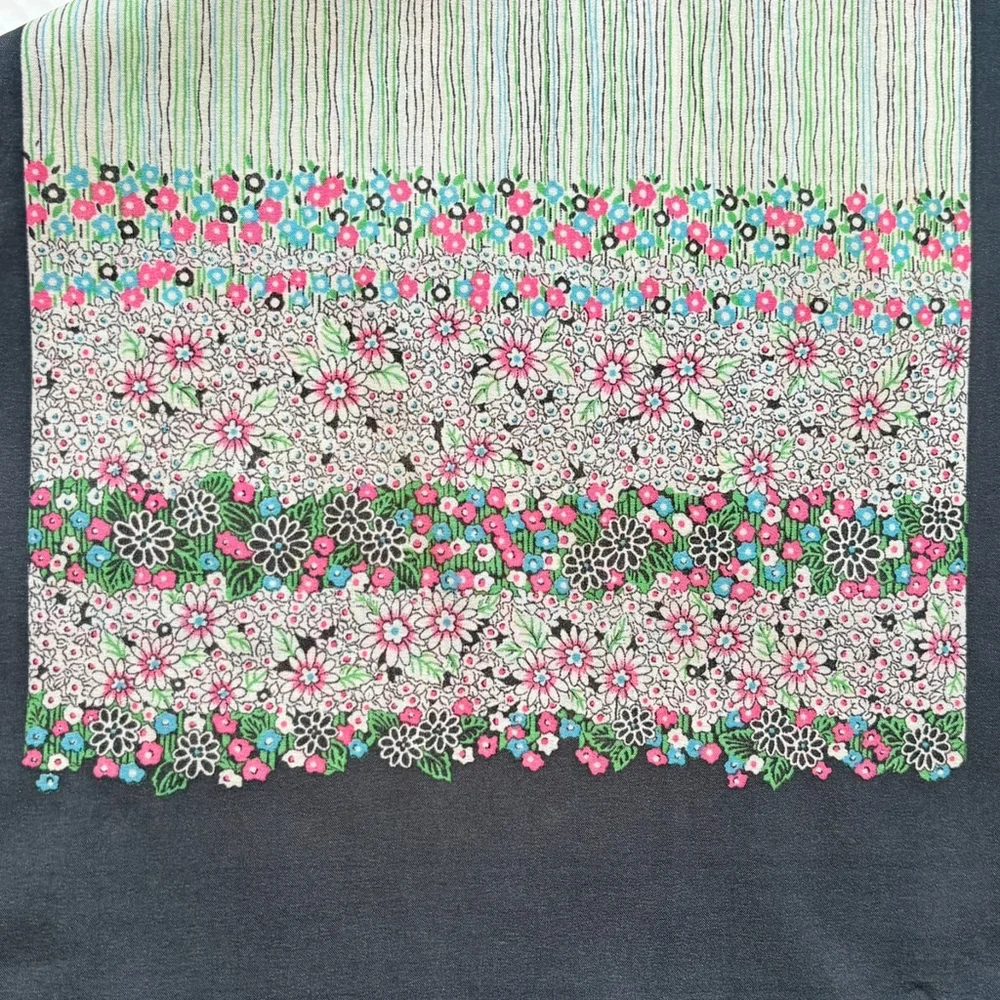 Vintage Floral Striped Oblong Scarf 70s 80s